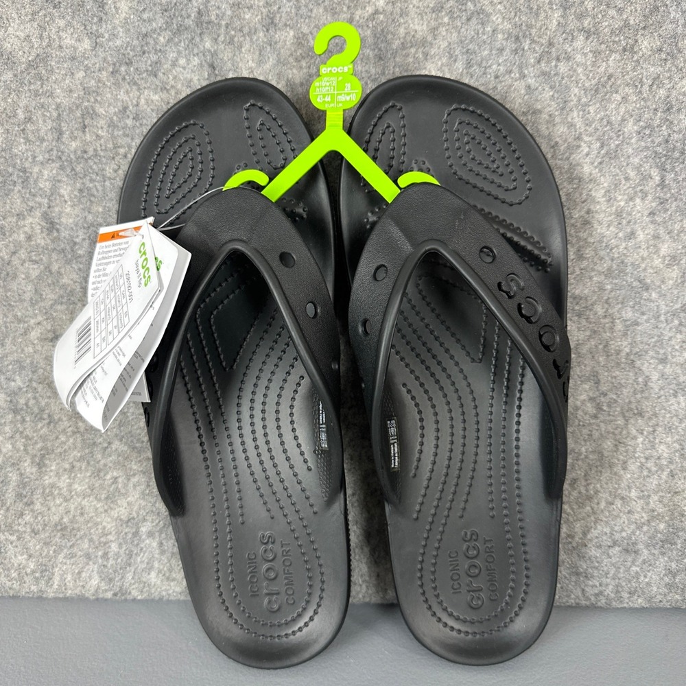 Crocs Baya II Flip Unisex M9 W10 Black Sandals 208192-001 Thong Comfort NEW